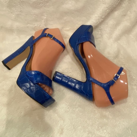 Dune London Matche Crocodile Embossed Leather Platform Dress Sandals Sz 6.5 NWOB - Picture 8 of 16